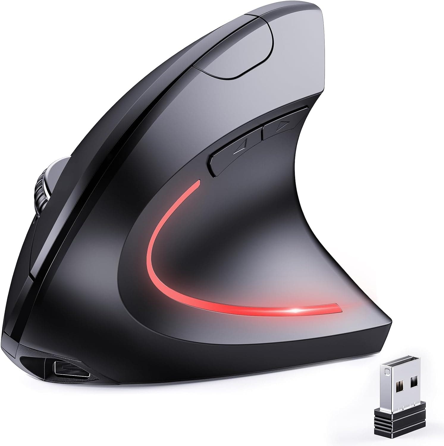 JYKEYMOUT Bluetooth and 2.4G (2-in-1) Rechargeable Wireless Mouse, Ergonomic Vertical Design, 1000/1200/1600 DPI, 6 Silent Buttons, for Laptop, Computer, PC, MacBook, Chromebook-Black, from the listing